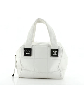 Chanel Square Stitch Bowler Bag Quilted Caviar Small