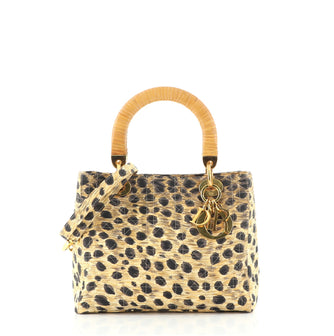 Christian Dior Lady Dior Bag Printed Cannage Quilt Canvas Medium