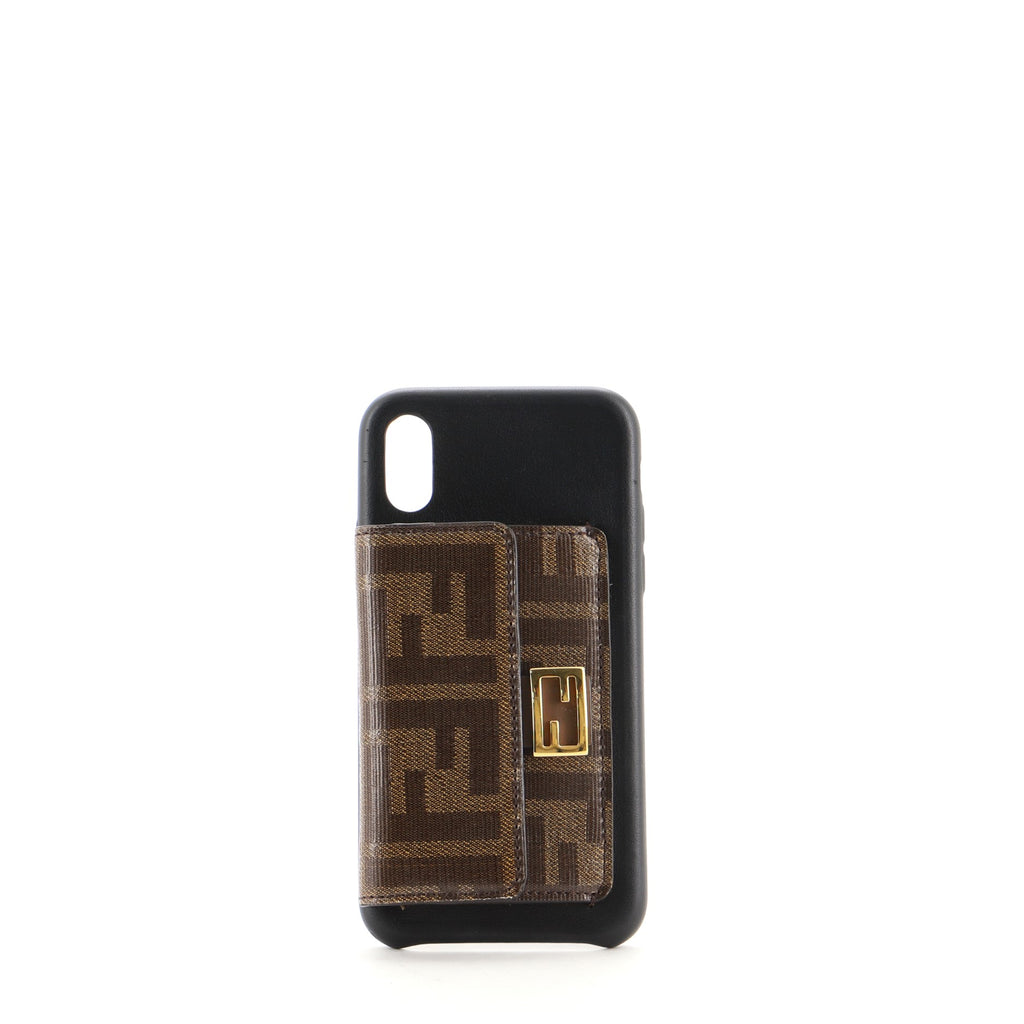 Fendi Baguette Wallet Phone Case Zucca Coated Canvas and Leather