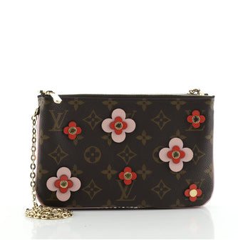 Louis Vuitton Double Zip Pochette Limited Edition Blooming Flowers Monogram Canvas