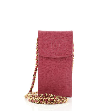 Chanel Vintage CC Phone Holder Crossbody Bag Caviar