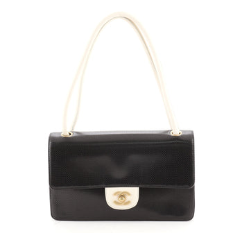 Chanel Vintage CC Flap Shoulder Bag Perforated Leather Medium
