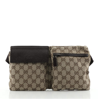 Gucci Vintage Double Belt Bag GG Canvas