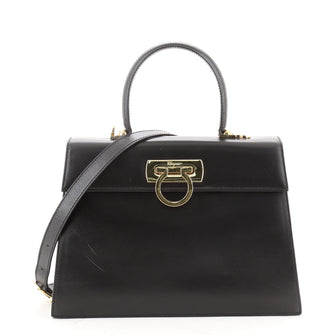 Salvatore Ferragamo Gancini Convertible Top Handle Bag Leather Medium