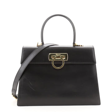 Salvatore Ferragamo Gancini Convertible Top Handle Bag Leather Medium