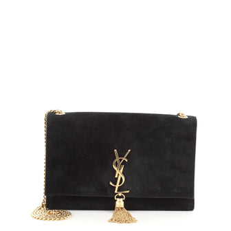 Saint Laurent Classic Monogram Tassel Crossbody Bag Suede Medium