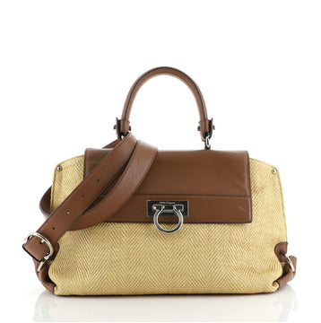 Salvatore Ferragamo Sofia Satchel Straw Medium