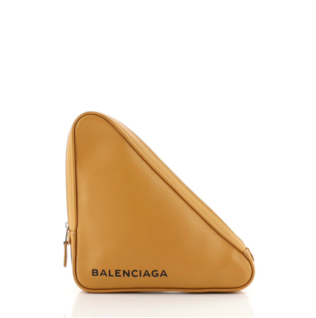 BALENCIAGA Triangle Pouch Leather Clutch Bag Bl...