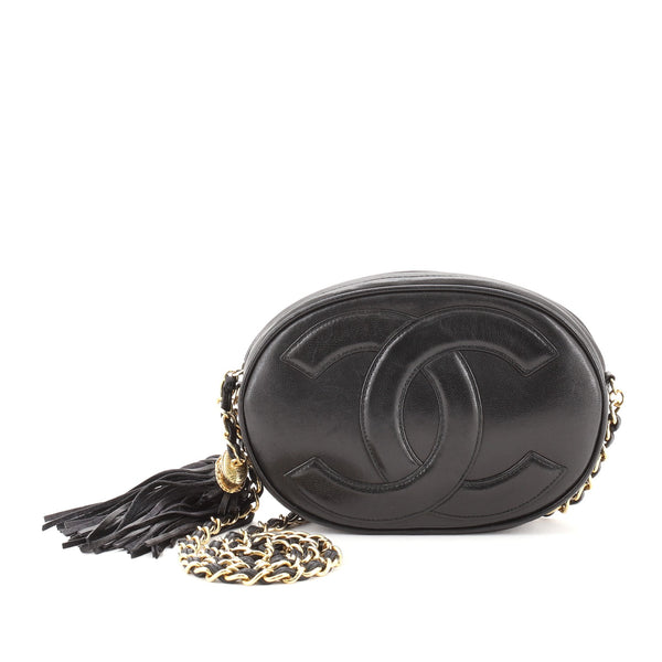 Chanel Red Leather Mini Oval CC Tassel Crossbody Bag Chanel