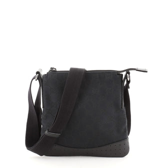 Gucci Zip Messenger Bag GG Canvas with Perforated Leather Small