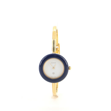 Gucci 1100 Interchangeable Bezel Bangle Quartz Watch Plated Metal with Plastic 26