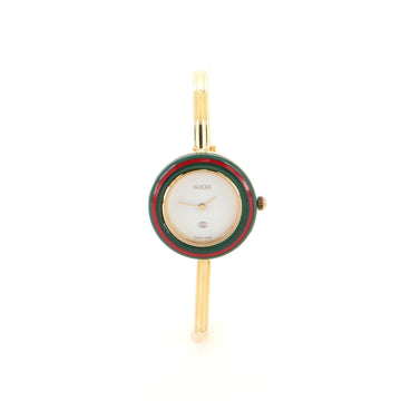 Gucci 1100 Interchangeable Bezel Bangle Quartz Watch Plated Metal with Plastic 26