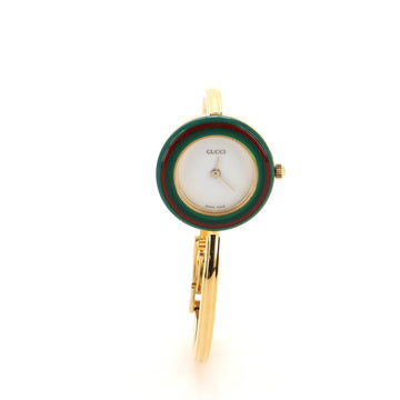 Gucci 1100 Interchangeable Bezel Bangle Quartz Watch Plated Metal with Plastic 26