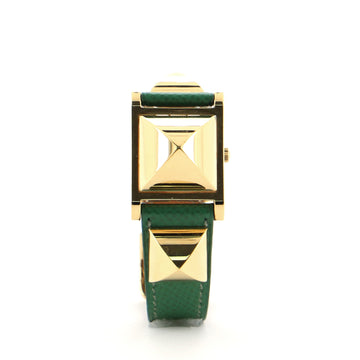 Hermes Medor Quartz Watch Plated Metal and Leather 23