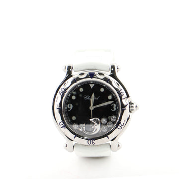 Chopard Happy Sport Dolphin Quartz Watch Stainless Steel with Diamonds and Rubber 38