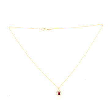 Tiffany & Co. Cluster Pendant Necklace 18K Yellow Gold with Ruby and Diamonds