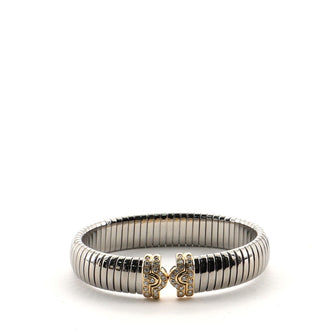 Bvlgari Tubogas Cuff Bracelet Stainless Steel with 18K Yellow Gold and Diamonds