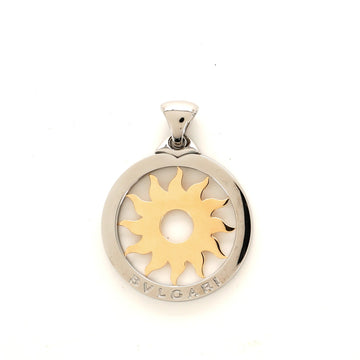 Bvlgari Tondo Sun Pendant Necklace Stainless Steel with 18K Yellow Gold