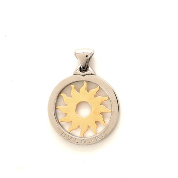 Bvlgari Tondo Sun Pendant Necklace Stainless Steel with 18K Yellow Gold