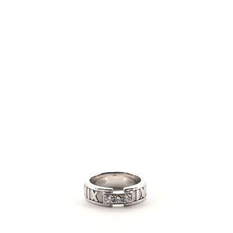 Tiffany & Co. Atlas Band Ring 18K White Gold with Diamonds