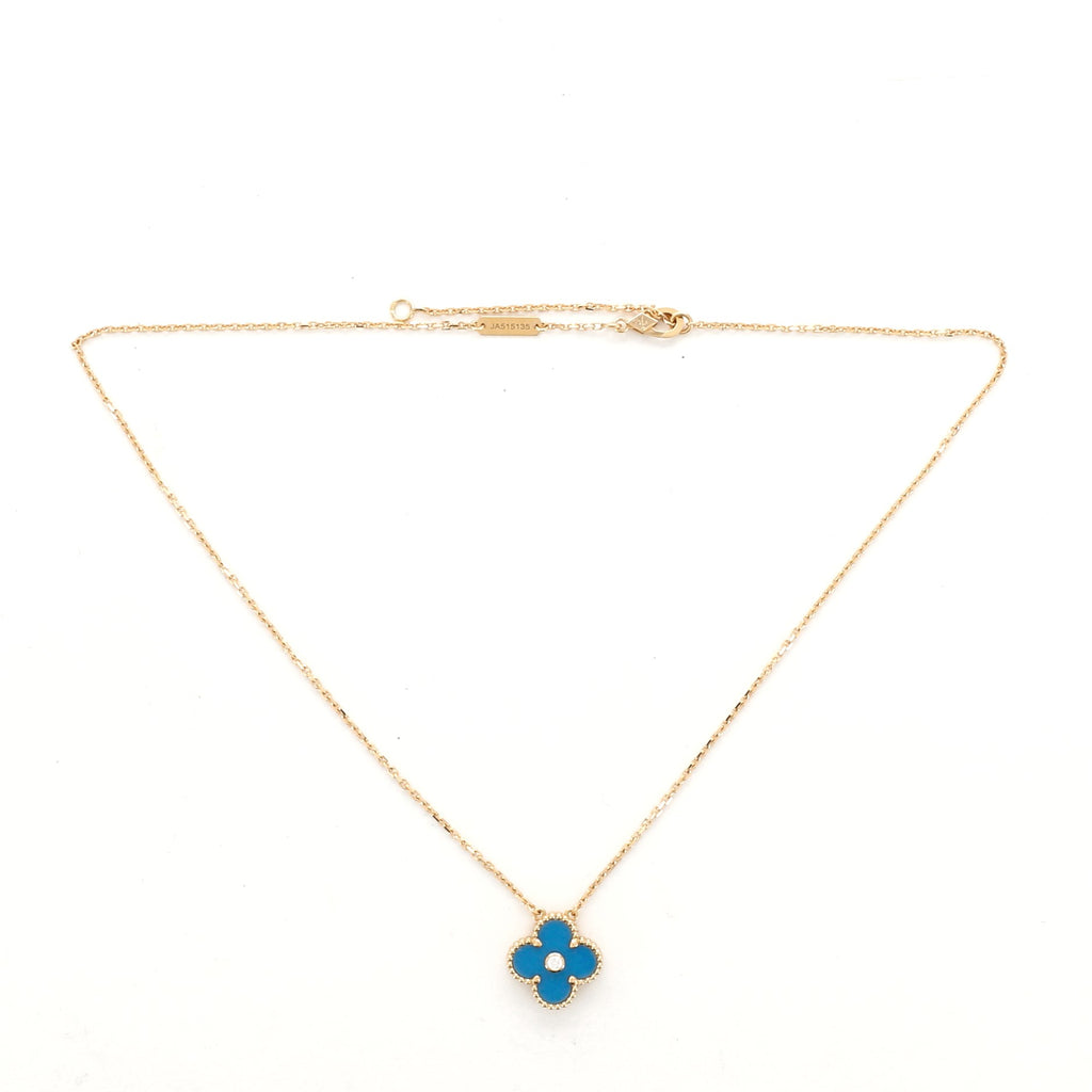 Van Cleef & Arpels 18K White Gold Vintage Alhambra Turquoise Necklace | eBay