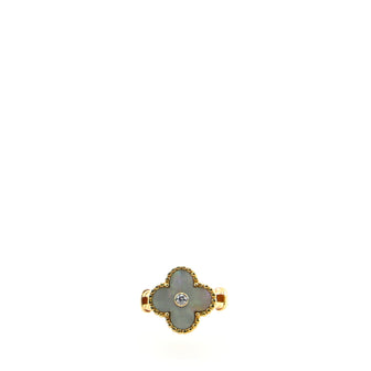 Van Cleef & Arpels Vintage Alhambra Ring 18K Yellow Gold with Mother of Pearl and Diamond