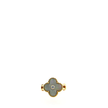 Van Cleef & Arpels Vintage Alhambra Ring 18K Yellow Gold with Mother of Pearl and Diamond