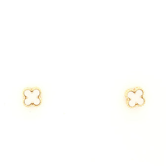 Van Cleef & Arpels Sweet Alhambra Stud Earrings 18K Yellow Gold and Mother of Pearl