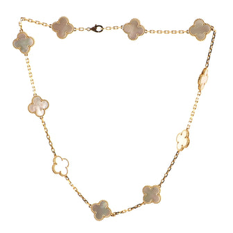 Van Cleef & Arpels Vintage Alhambra 10 Motifs Necklace 18K Yellow Gold and Mother of Pearl