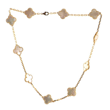 Van Cleef & Arpels Vintage Alhambra 10 Motifs Necklace 18K Yellow Gold and Mother of Pearl