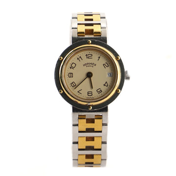 Hermes Clipper Quartz Watch Stainless Steel and Plated Metal 24