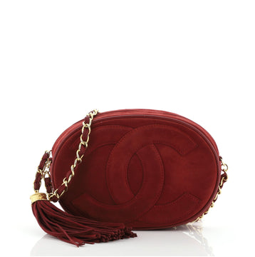 Chanel Vintage Oval CC Tassel Crossbody Bag Suede Mini