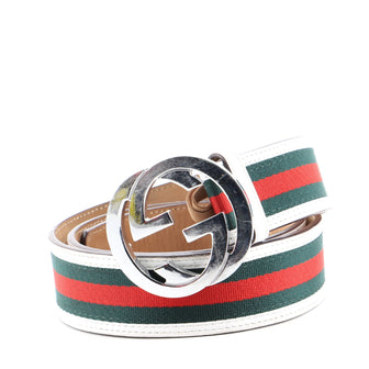 Gucci Interlocking G Web Belt Canvas and Leather Wide