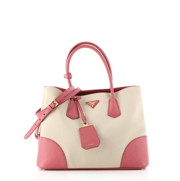 Prada Cuir Double Tote Canvas and Saffiano Leather Medium