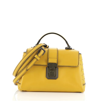 Bottega Veneta Piazza Top Handle Bag Leather with Intrecciato Detail Mini