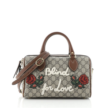 Gucci Convertible Boston Bag Embroidered GG Coated Canvas Small