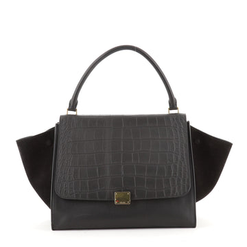 Celine Trapeze Bag Crocodile Embossed Leather Large