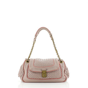 Bottega Veneta Pergamena Flap Shoulder Bag Intrecciato Nappa Medium
