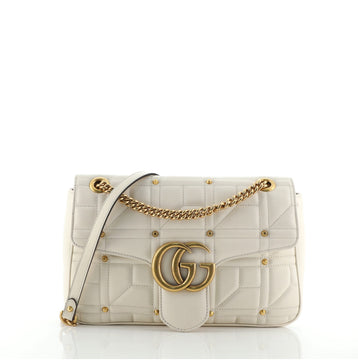Gucci GG Marmont Flap Bag Studded Matelasse Leather Medium