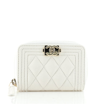 Chanel Boy Zip Coin Purse Quilted Caviar Small