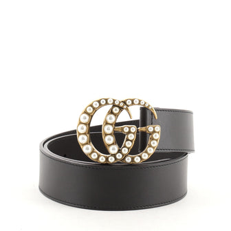 Gucci Pearly GG Marmont Belt Leather Wide