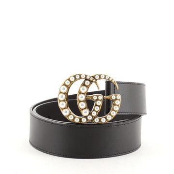 Gucci Pearly GG Marmont Belt Leather Wide