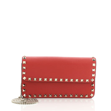 Valentino Rockstud Wallet On Chain Leather
