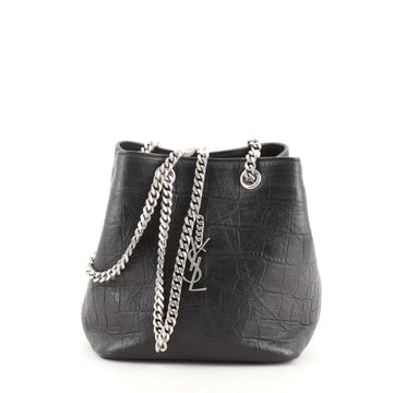 Saint Laurent Emmanuelle Chain Bucket Bag Crocodile Embossed Leather Baby