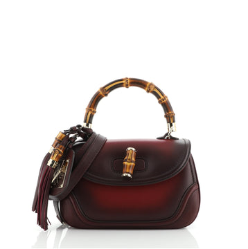 Gucci Vintage Convertible Bamboo Top Handle Bag Leather Medium
