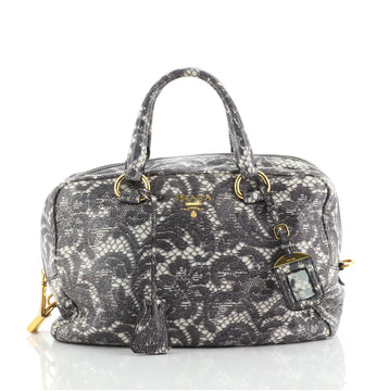 Prada Bauletto Bag Lace Print Leather