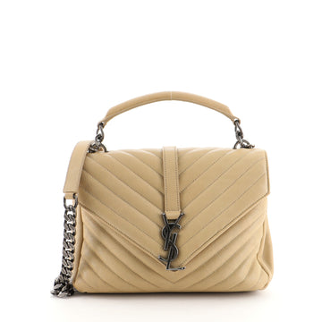 Saint Laurent Classic Monogram College Bag Matelasse Chevron Leather Medium