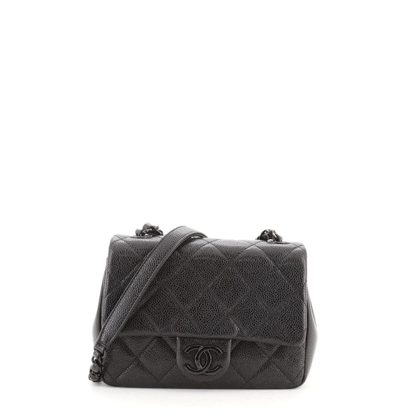 Chanel Quilted Mini Square Flap Bag So Black Caviar Incognito – Coco  Approved Studio