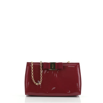 Salvatore Ferragamo Vara Bow Chain Evening Bag Patent Small