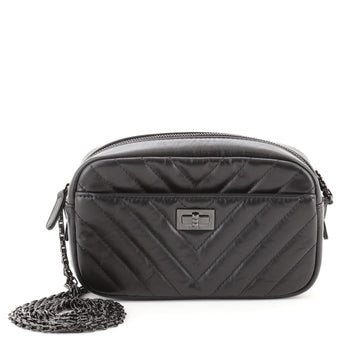 Chanel So Black Reissue Camera Crossbody Bag Chevron Aged Calfskin Mini